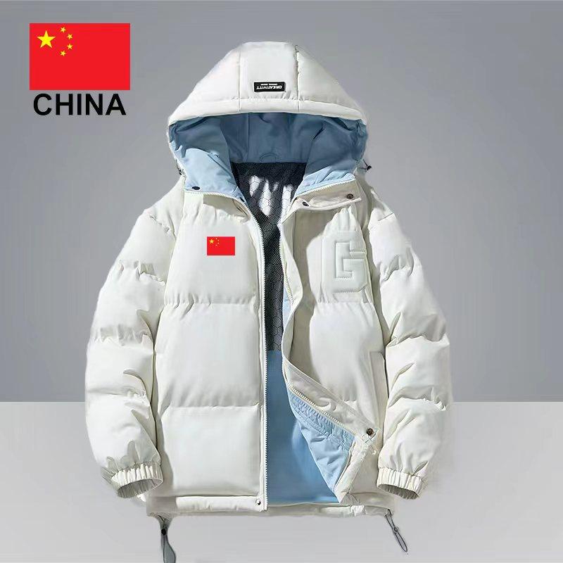 国家队2025冬季男女连帽情侣棉服