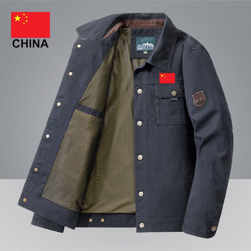 休闲翻毛领牛仔外套棉服夹克