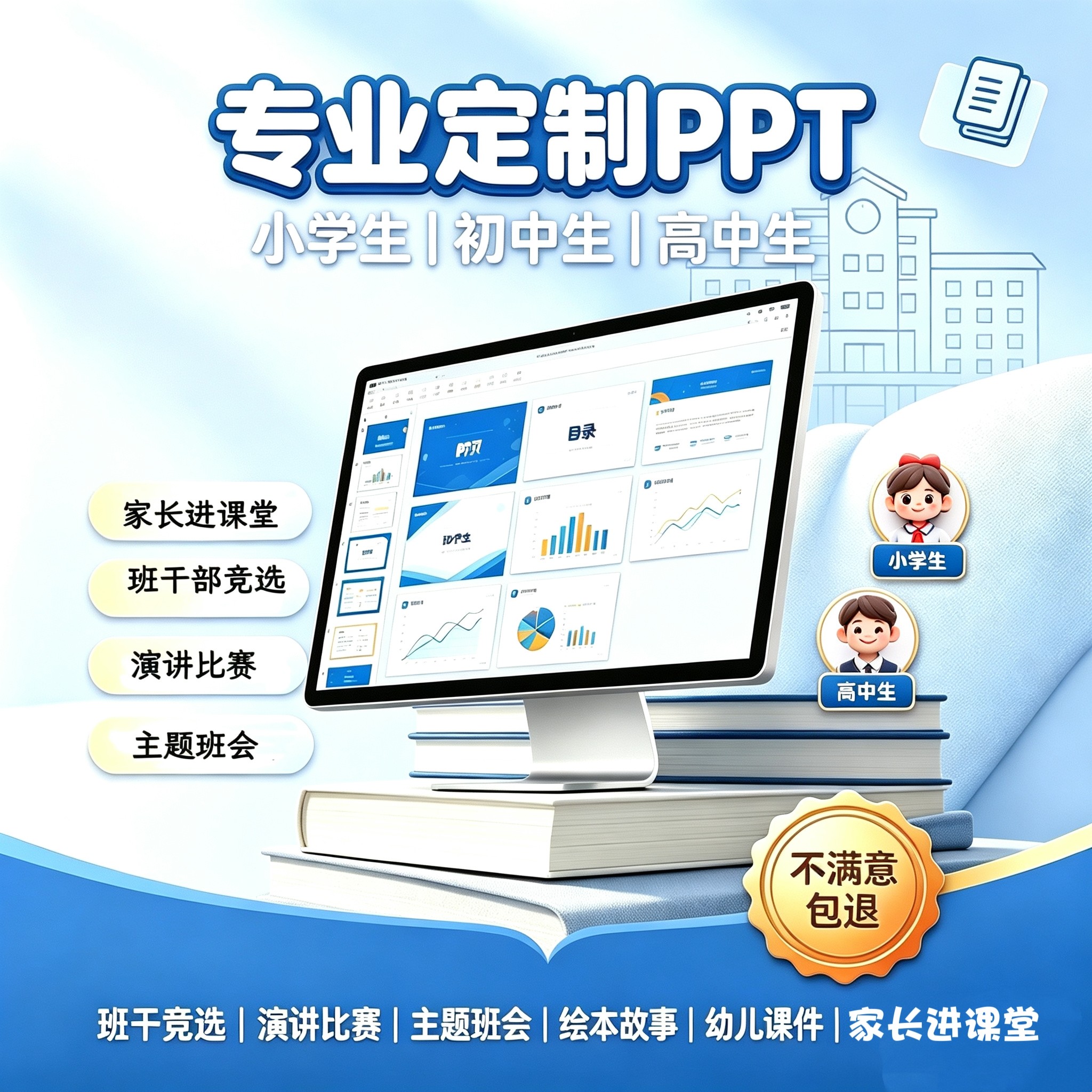 小学生ppt代制作班队课动画翻页绘本故事家长进课堂大队委竞选图片