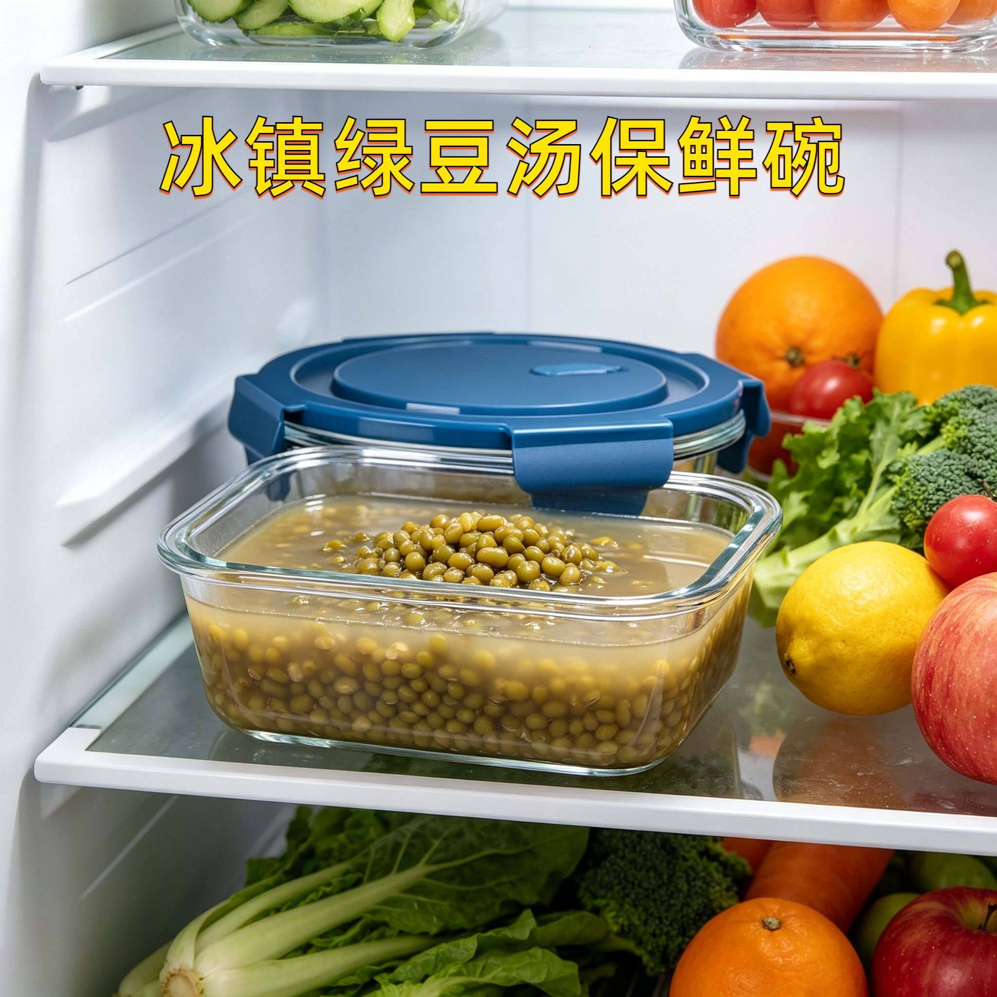 装绿豆汤的容器放冰箱玻璃保鲜盒收纳专用密封泡菜盒大容量密封罐