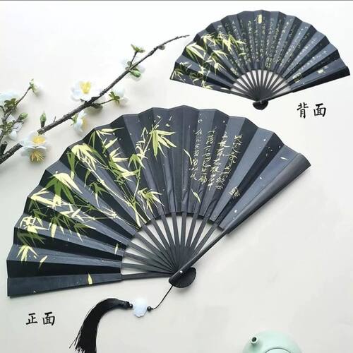ch瓷爹骨扇古风折扇中国风折叠扇烫金男扇棋魂同款扇子沈兰舟折扇