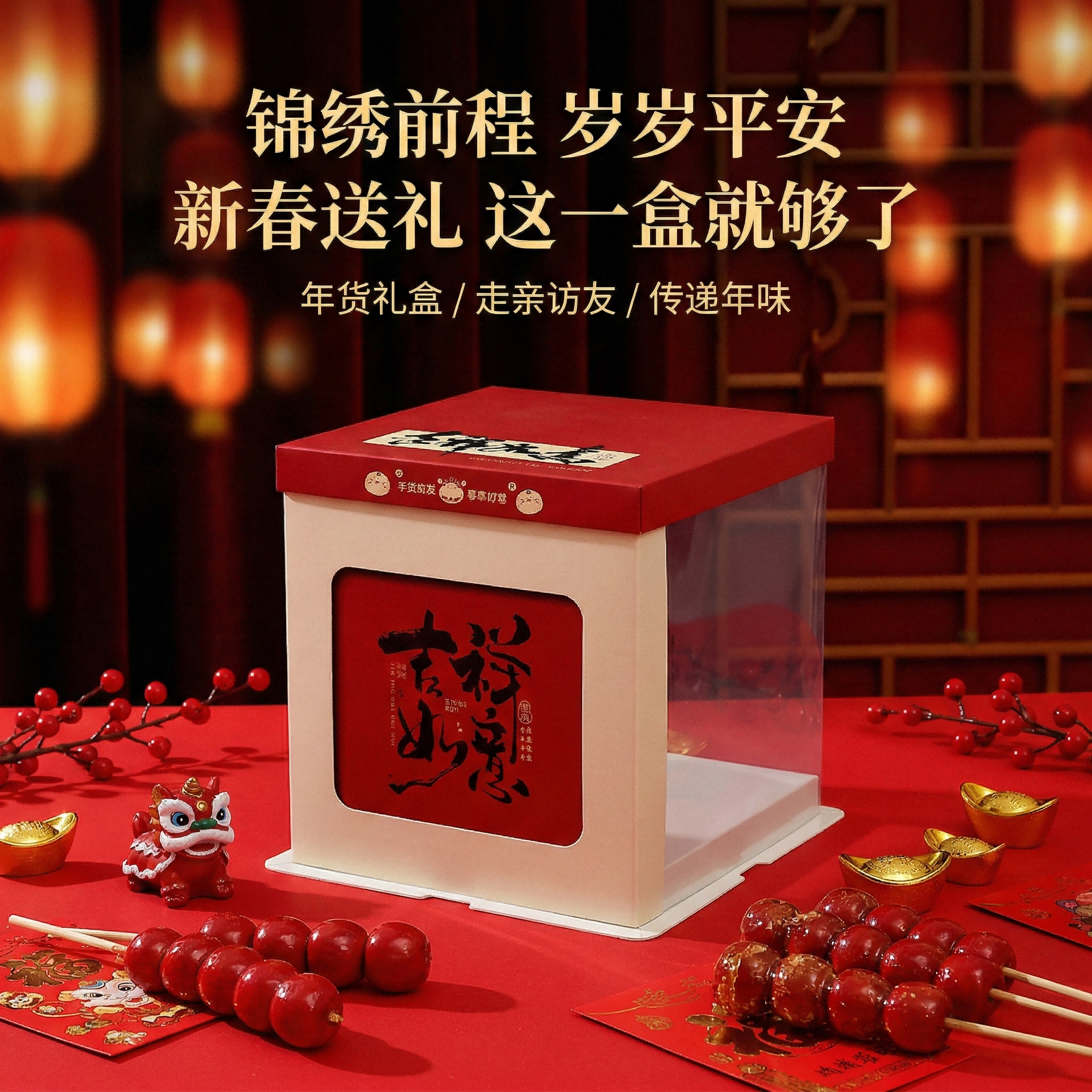 生日蛋糕盒子包装盒红色透明西点打包盒6六8八10寸单双层高加厚底