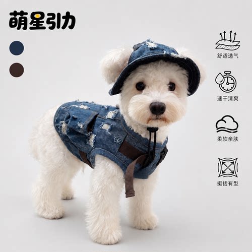 萌星引力狗狗复古牛仔套装