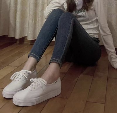 Keds经典白鞋帆布鞋春夏女鞋帆布鞋白鞋女小白板鞋女鞋厚底女帆布