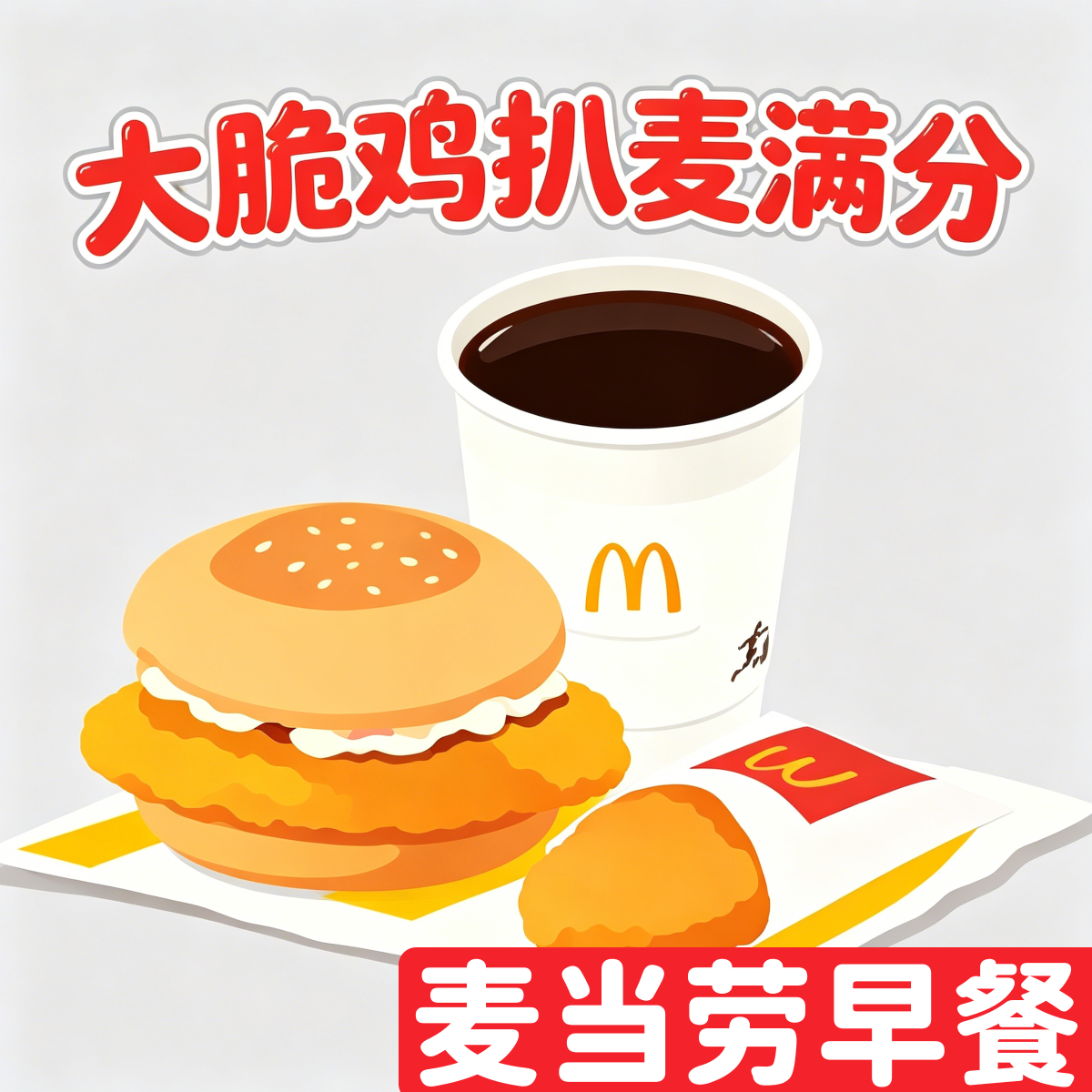 早餐大脆鸡扒麦满分咖啡豆浆组合