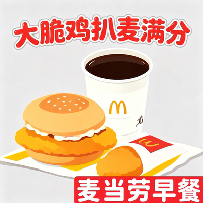 早餐大脆鸡扒麦满分咖啡豆浆组合