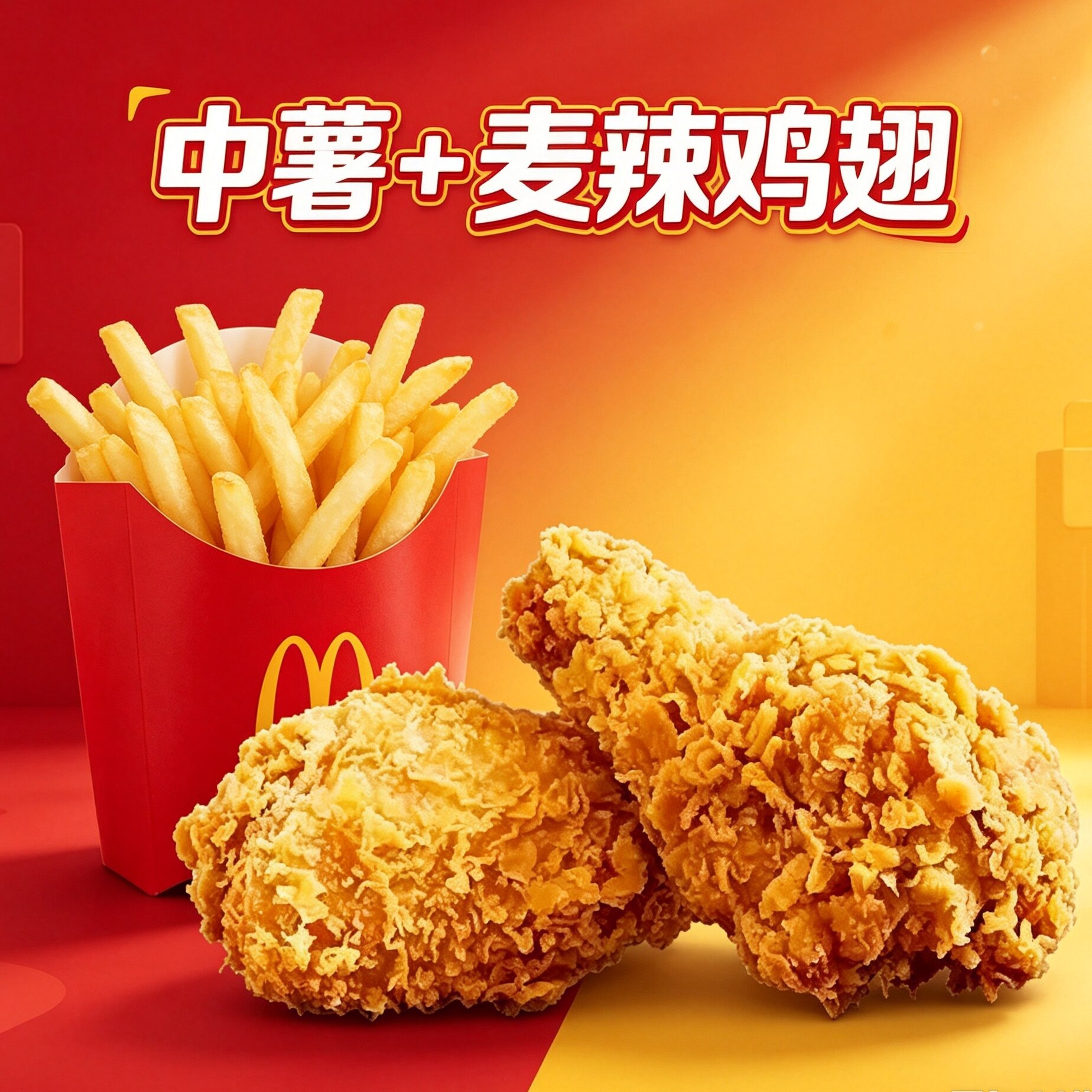 麦当劳代下单中薯条+麦辣鸡翅