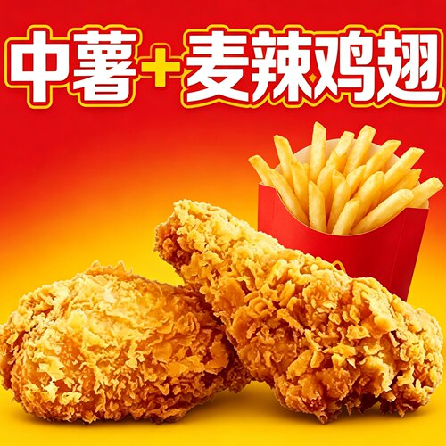 【限时特惠】麦辣鸡翅+中薯麦当劳代下单小食组合优惠券兑换