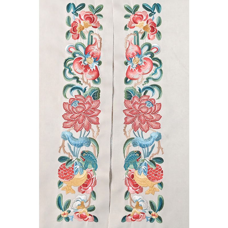 南雅集 莲花宝蟾清汉女古董衣刺绣绣片挽袖diy自制手工辅料中国风