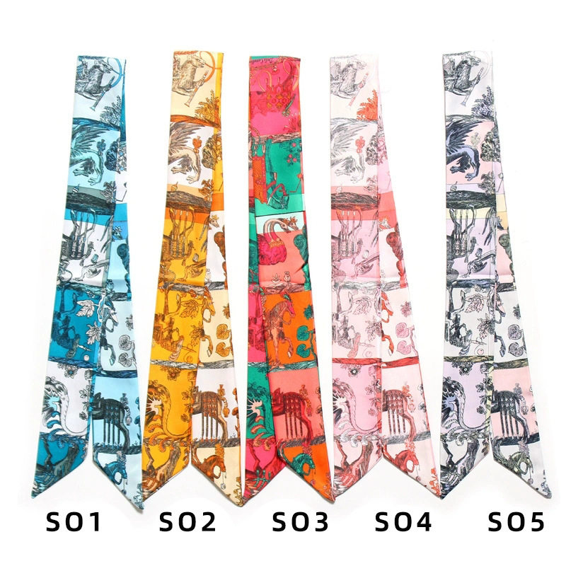 经典装饰北欧神话印花斜纹绑包包手柄丝巾细长窄小丝带领巾女