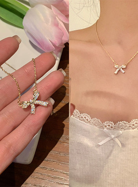 2022年新款蝴蝶结项链女轻奢小众设计颈链风气质高级感锁骨链