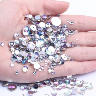 手机美容DIY饰品配件仿台光面圆形平底白AB多型号可选小包