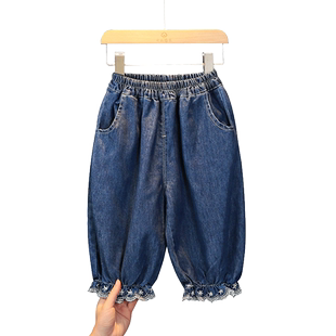 女童裤子春秋季2026新款洋气时髦女孩宽松休闲裤宝宝软牛仔裤外穿