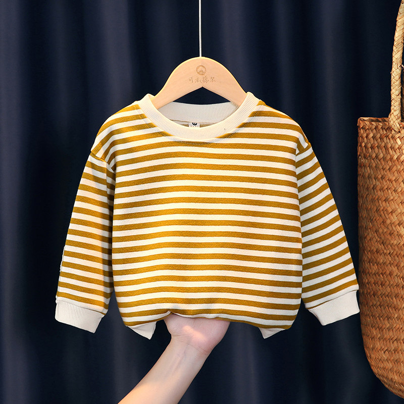 宝宝卫衣春秋款2026新款男女童纯棉条纹上衣婴儿秋装韩版针织外套