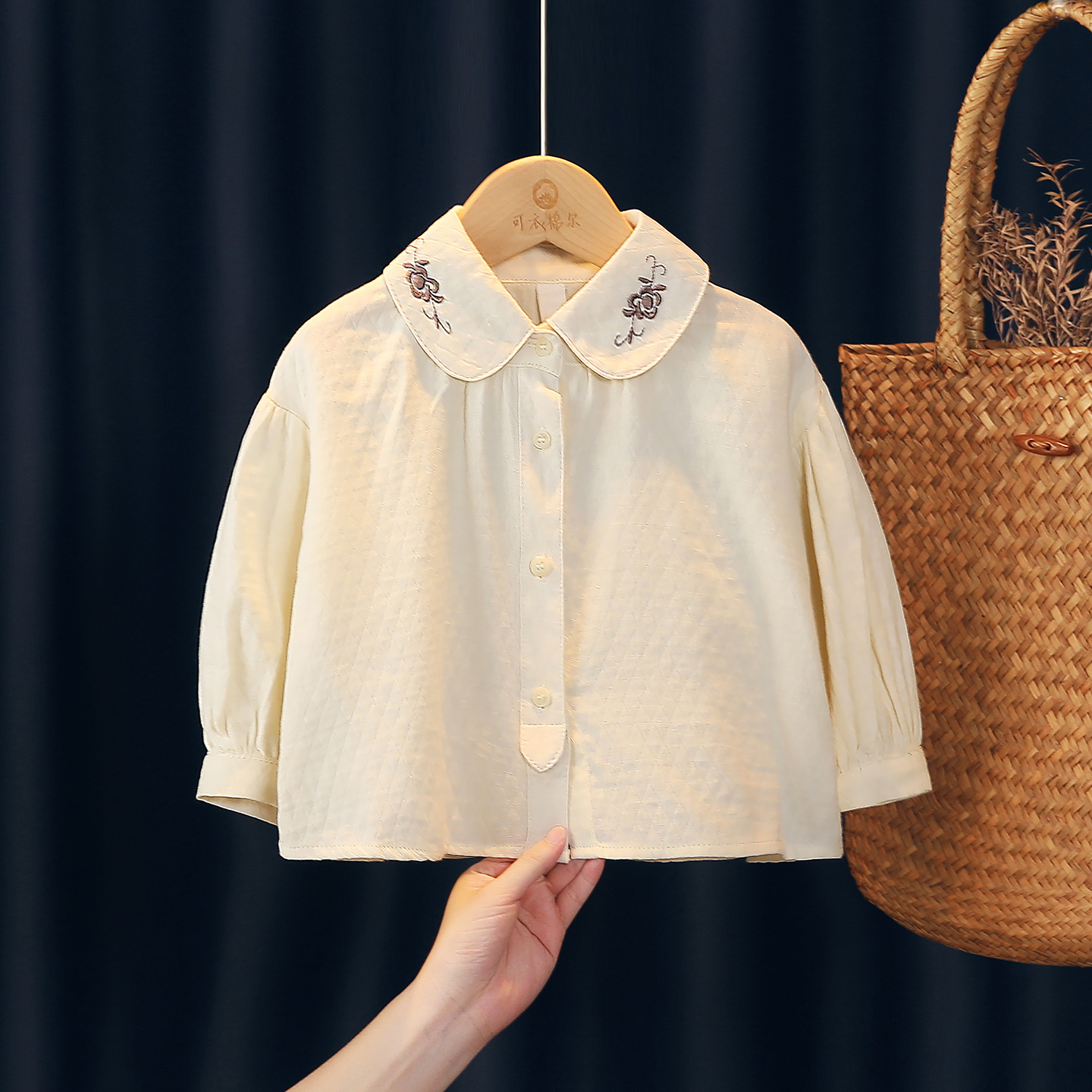 可衣棉尔纯棉森系春秋季儿童衬衣