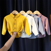 2026纯棉衬衣女宝宝纯色上衣男童白色衬衫 儿童衬衫 新款 春秋季 长袖