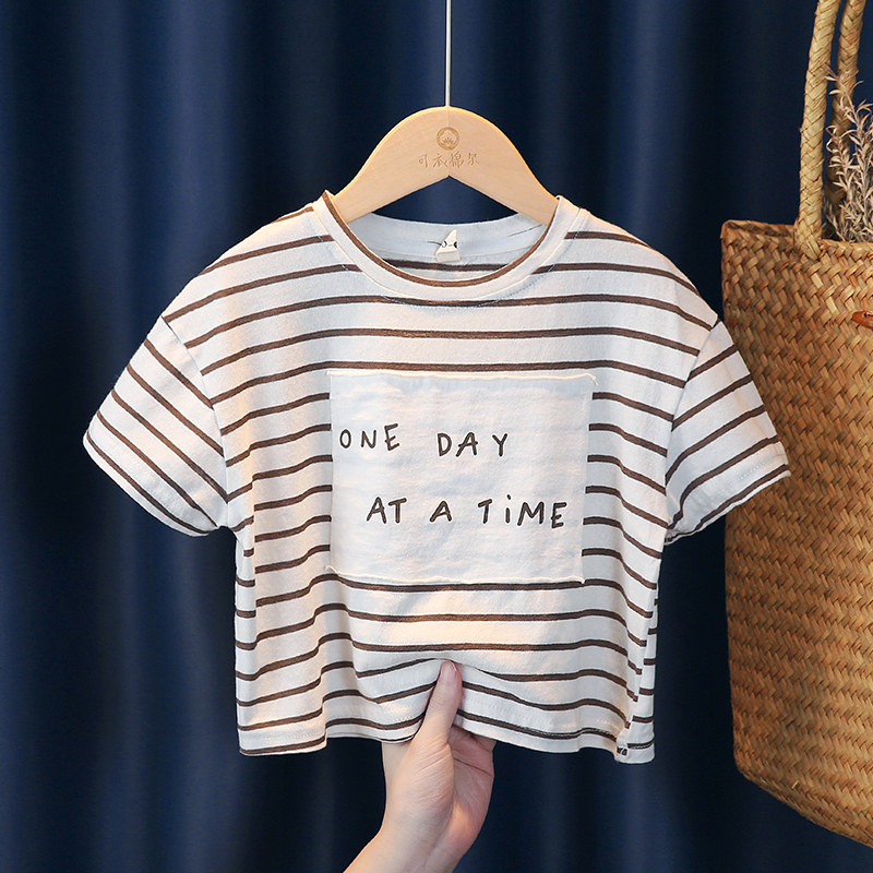 儿童短袖t恤男宝宝纯棉半袖T夏款女童装日系打底条纹纯棉圆领上衣,童装/婴儿装/亲子装,T恤,淘宝优惠券,粉丝福利购,淘宝优惠卷