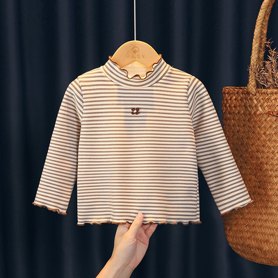 可衣棉尔半高领甜美长袖T恤加绒