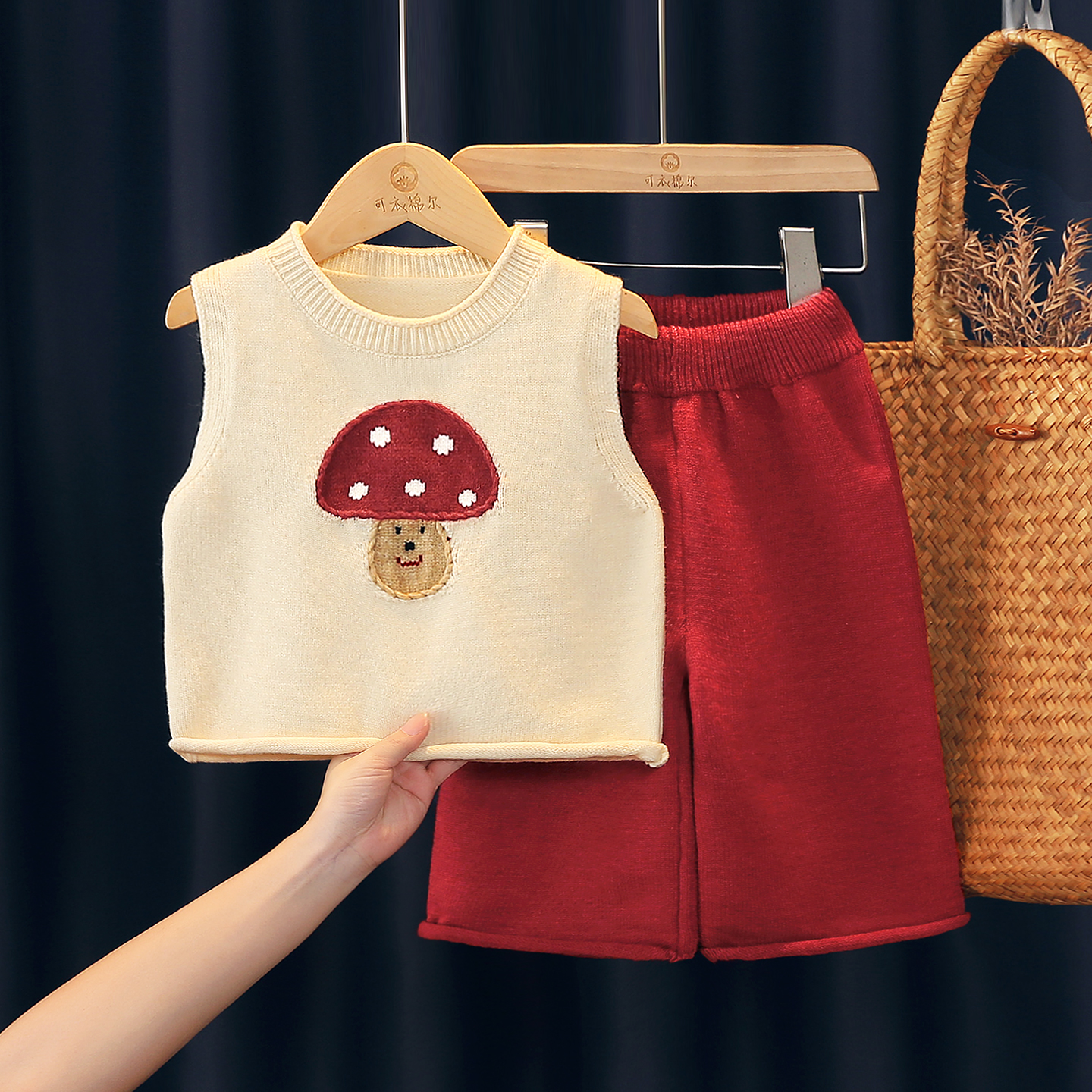 女童秋套装2025新款小女孩好看时尚宝宝秋冬季儿童针织背心两件套