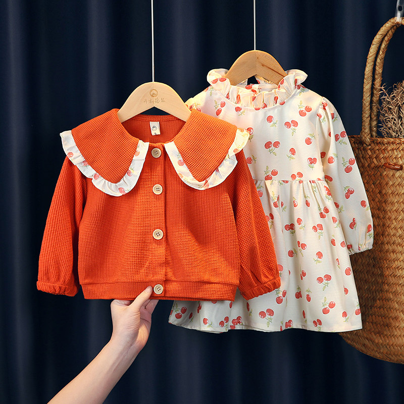 女童春装套装2026新款小女孩时髦洋气韩系穿搭公主连衣裙两件套装