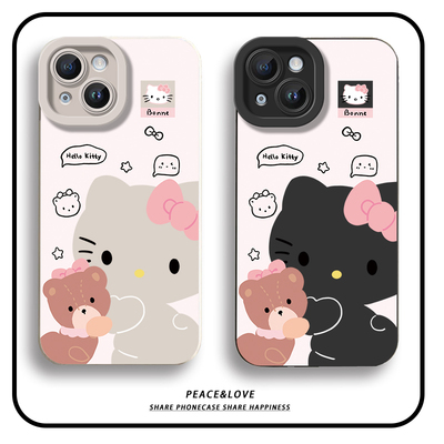 VIVOIQOO15可爱iPhone14适用苹果13创意华为畅享90PLUS瞳眼卡通小米17ProMax软OPPORENO16手机壳镂空kt抱小熊