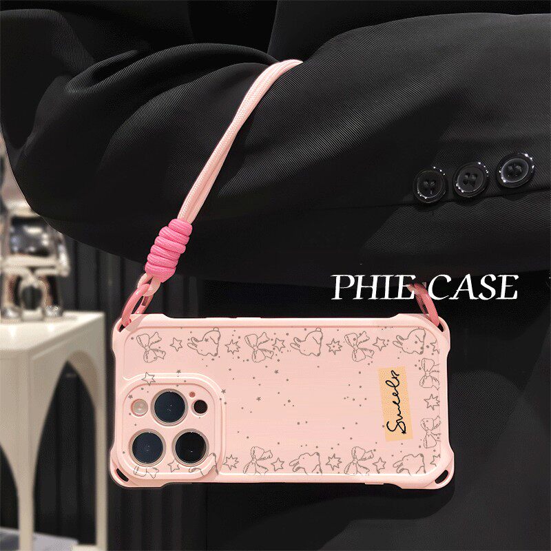 荣耀MAGIC7蝴蝶结可爱兔子苹果16透明15plus手机壳软小米14四角开孔iPhone13斜挎手腕挂绳12ProMax适用a5防摔