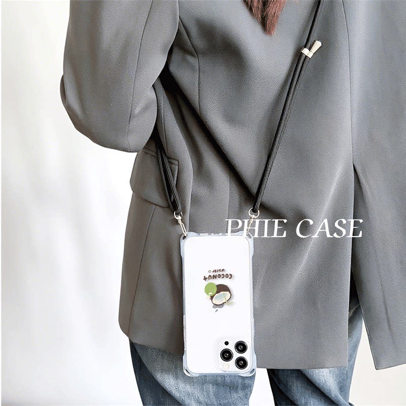 15plus手机壳软12ProMax适用华为Mate70夏日椰子iPhone17四角开孔13透明苹果16斜挎手腕挂绳14防摔x200小清新