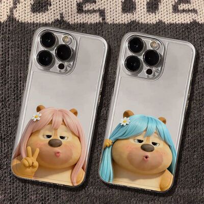 手机壳软17Pro小众适用13ProMax比耶搞怪熊二Nova12苹果14真我NEO8趣味iPhone16e透明15plus卡通IQOOZ11TURBO