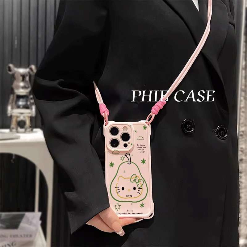 一加ACE5斜挎华为Mate70手腕挂绳苹果16plus透明适用防摔12简笔雪梨kt猫iPhone15手机壳软14四角开孔13ProMax