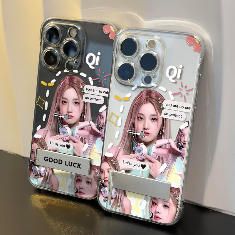 苹果14小众红米K90MAX超薄华为NOVA15高级感透明iPhone17适用16PLUS硬无边框13ProMax手机壳带支架唱歌宋雨琦