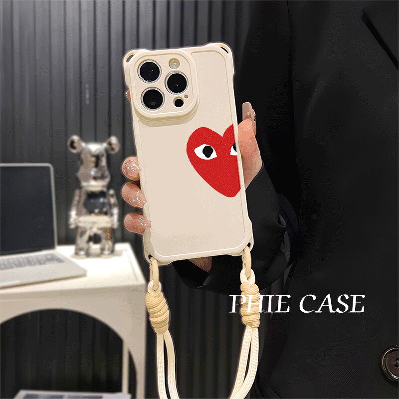 iPhone16防摔透明15plus手机壳软14ProMax适用PLAY川久保玲爱心荣耀MAGIC7四角开孔苹果13斜挎
