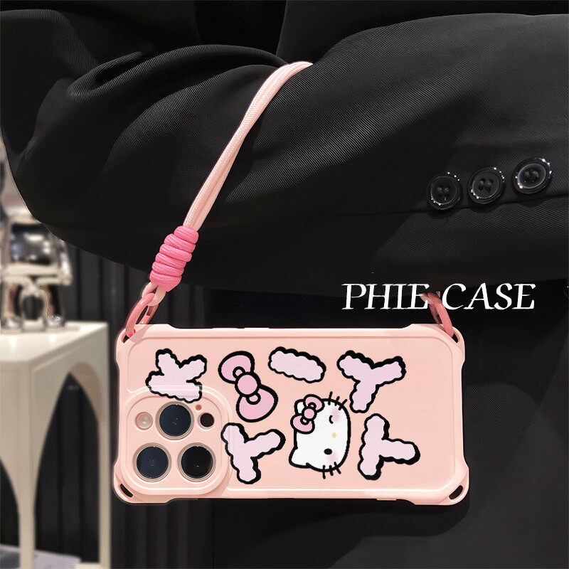 红米note14四角开孔苹果13斜挎手腕挂绳12ProMax适用iPhone16防摔透明15plus手机壳软荣耀x70i可爱真我gt7pro