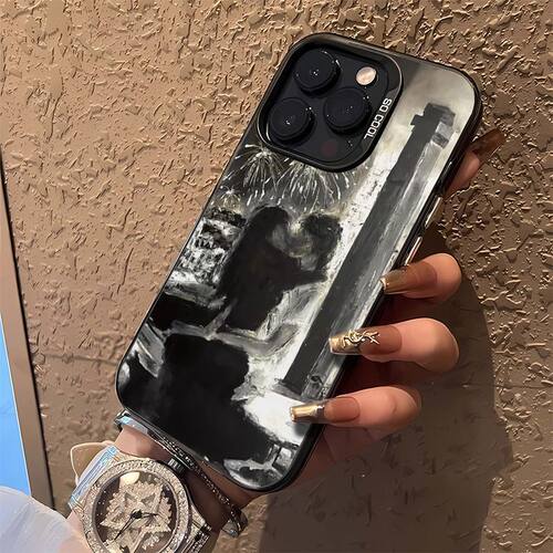 苹果13创意iPhone17p彩银14ProMax硬华为NOVA16小众适用15PLUS高级感手机壳艺术烟花亲吻情侣ins风红米K90MAX