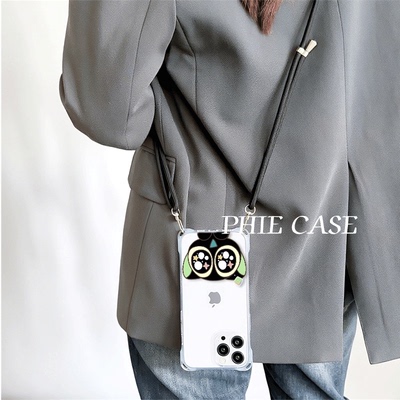 红米note14防摔15plus手机壳软12ProMax适用y500星星眼罗小黑iPhone17四角开孔13透明苹果16斜挎手腕挂绳a58x