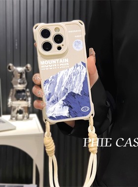 iPhone16防摔透明15plus手机壳软14ProMax适用白色雪山红米TURBO4四角开孔苹果13斜挎手腕挂绳12高级感iqooz9