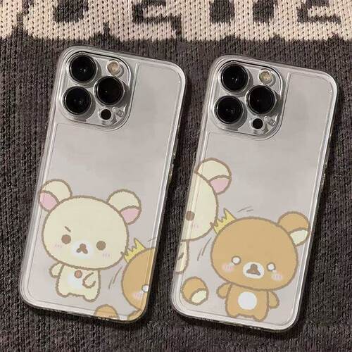 iPhone12可爱苹果13卡通透明小米17ProMax创意红米NOTE15软情侣暴躁轻松熊适用14PLUS手机壳OPPORENO16麦芒40