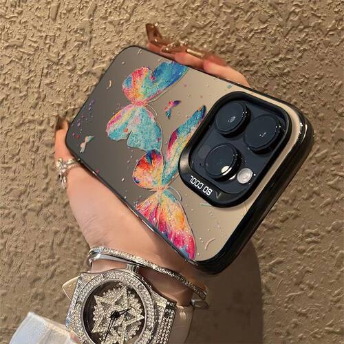 OPPORENO16ins风华为PURA90小众苹果13p创意iPhone14彩银小米17ProMax硬适用15PLUS高级感手机壳七彩展翅蝴蝶