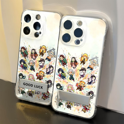 烟花鬼灭之刃iPhone17硬动漫16ProMax适用15透明12无边框苹果14plus带支架13pro小众超薄高级感手机壳畅享70X