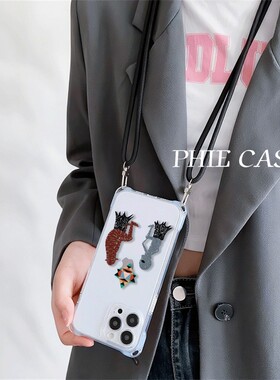 iPhone16plus四角防摔开孔13Thekey陈奕迅适用一加12透明15手机壳软苹果14ProMax斜跨手腕挂绳红米k80周边s30