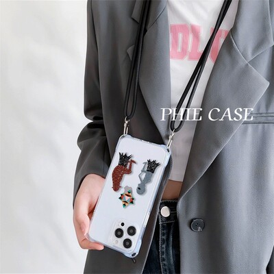 iPhone16plus四角防摔开孔13Thekey陈奕迅适用一加12透明15手机壳软苹果14ProMax斜跨手腕挂绳红米k80周边s30