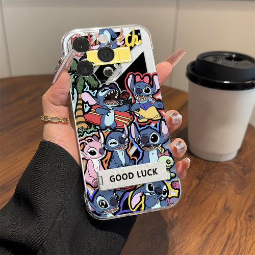 华为PURA90卡通iPhone13高级感苹果17可爱透明14ProMax适用15PLUS超薄OPPORENO16带支架无边框硬手机壳mate80