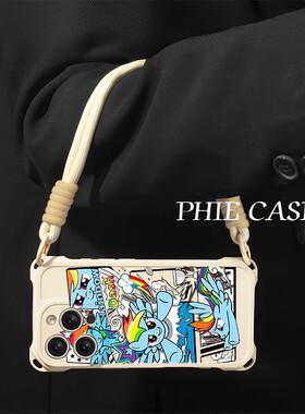 潮牌小马宝莉15plus手机壳软12ProMax适用小米17四角开孔iPhone13透明苹果16斜挎手腕挂绳14防摔荣耀400ins风