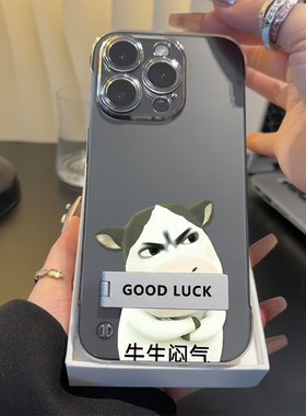 牛生闷气iPhone13硬14ProMax创意适用16透明真我NEO8无边框个性12pm苹果15plus带支架小米17超薄高级感手机壳