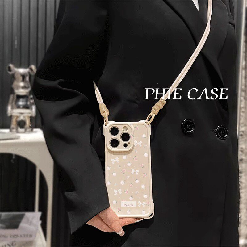 华为Mate70蝴蝶桃子iPhone14防摔15plus手机壳软12四角开孔13少女心x300透明苹果16斜挎手腕挂绳17ProMax适用
