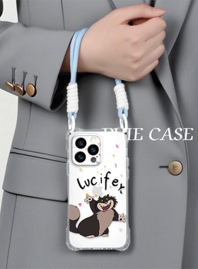 防摔15plus手机壳软12ProMax适用荣耀畅玩70PLUS路西法猫咪iPhone17四角开孔13透明苹果16斜挎手腕挂绳14卡通