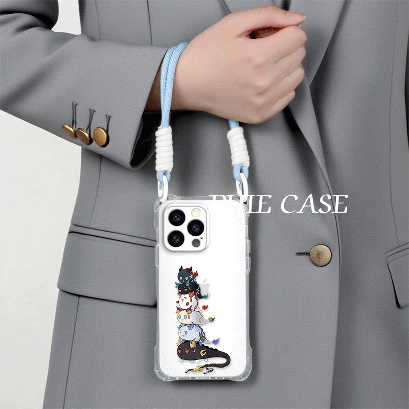 OPPOReno14防摔15plus手机壳软12ProMax适用y500叠叠乐龙泡泡iPhone17四角开孔13透明苹果16斜挎手腕挂绳x200