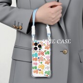 iPhone15防摔彩色哈哈哈14plus手机壳软四角开孔OPPOReno13透明16ProMax斜挎手腕挂绳苹果12适用一加ACE5小众