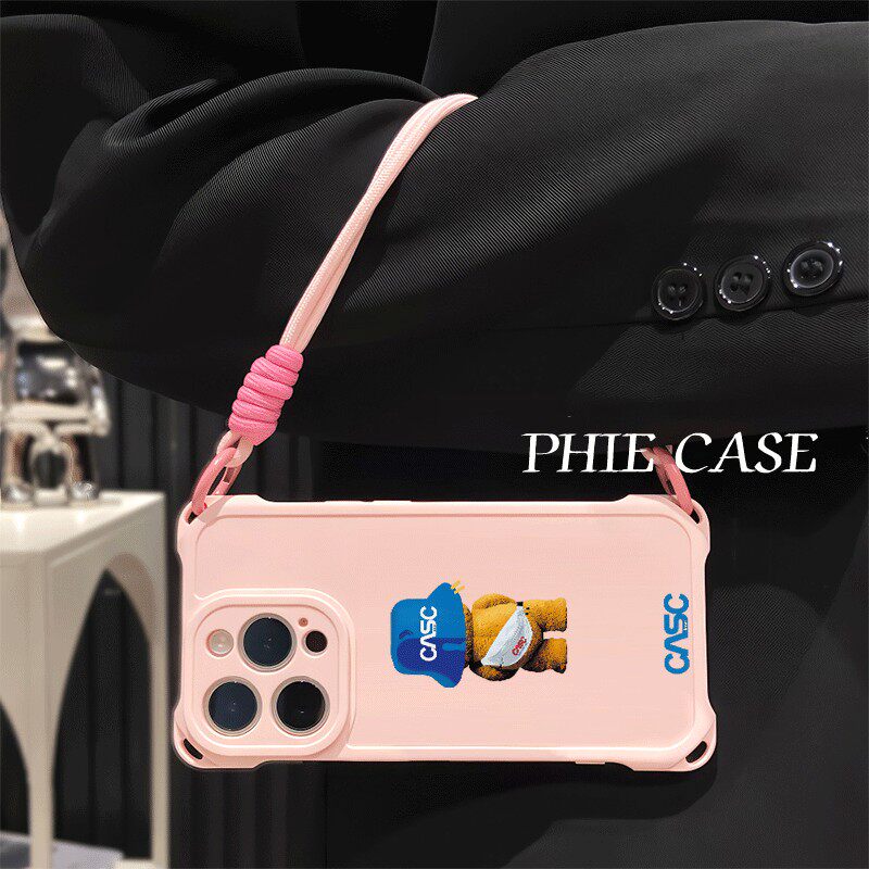 适用17plus手机壳软iPhone14四角开孔13ProMax透明华为Mate70防摔15蓝帽熊苹果16斜挎手腕挂绳12创意荣耀x70i