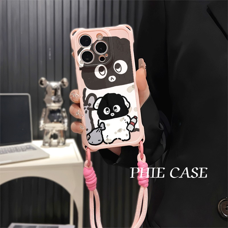 15plus手机壳软12ProMax适用红米TURBO4情侣警察小狗iPhone17四角开孔13透明苹果16斜挎手腕挂绳14防摔iQOOz9