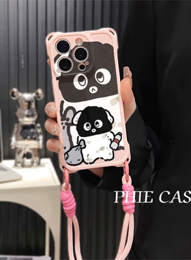 15plus手机壳软12ProMax适用红米TURBO4情侣警察小狗iPhone17四角开孔13透明苹果16斜挎手腕挂绳14防摔iQOOz9